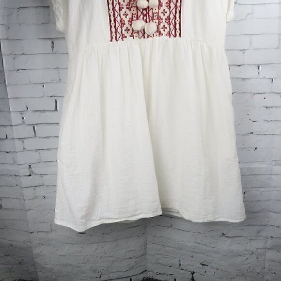 ZARA TRF COLLECTION IVORY CAP SLEEVE EMBROIDERED SMOCK TUNIC TOP SIZE XS - Picture 7 of 9